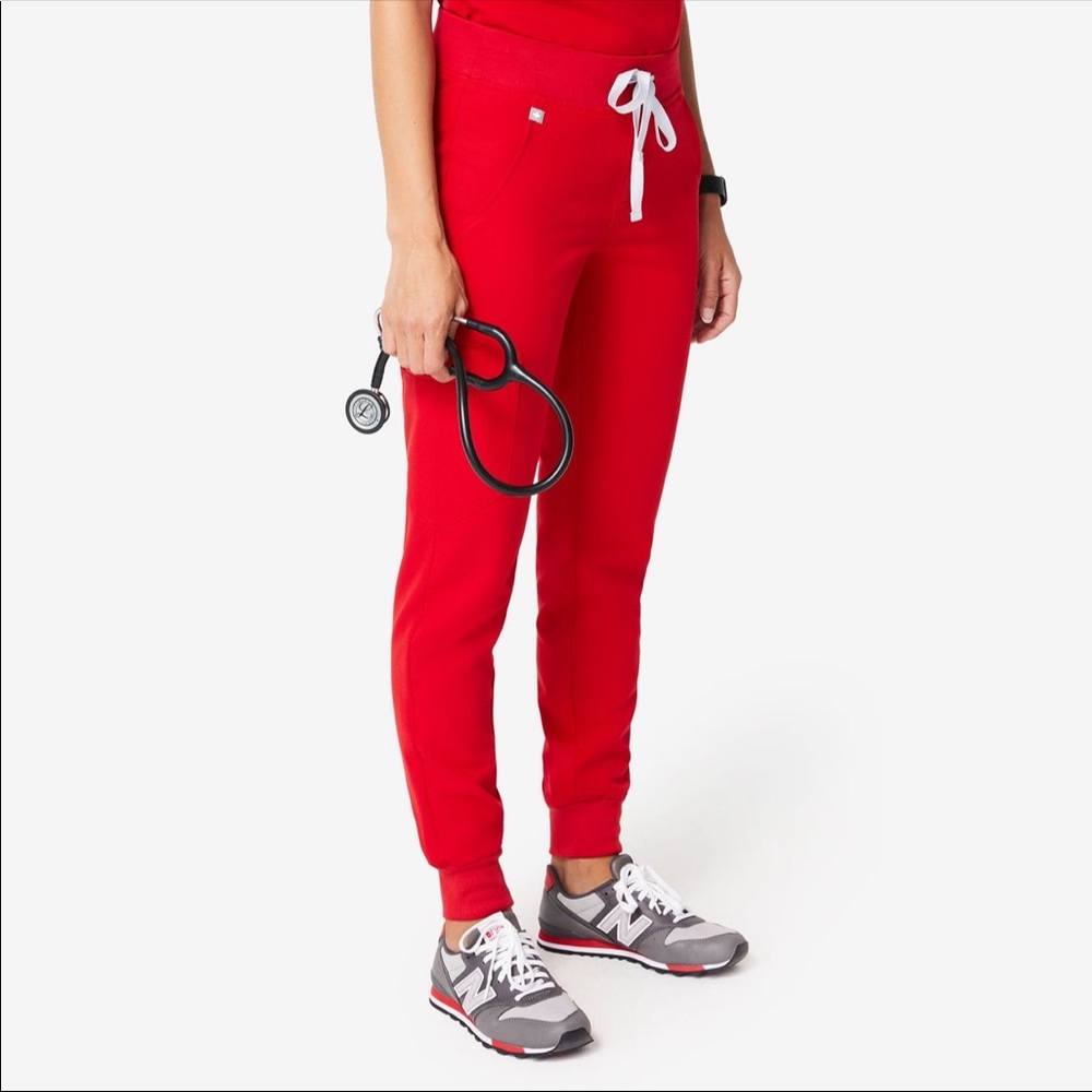 FIGS Red Zamora Jogger Scrub Pants